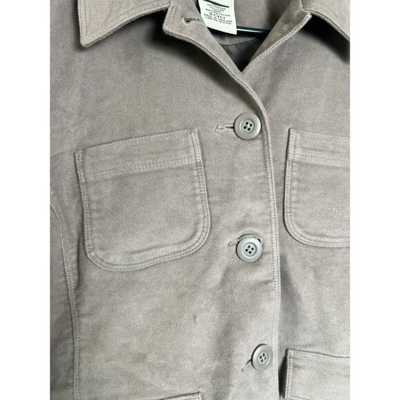 LL Bean Womens Tan chore coat Jacket Size Medium Blazer Petite Tan brown cropped - Picture 8 of 12